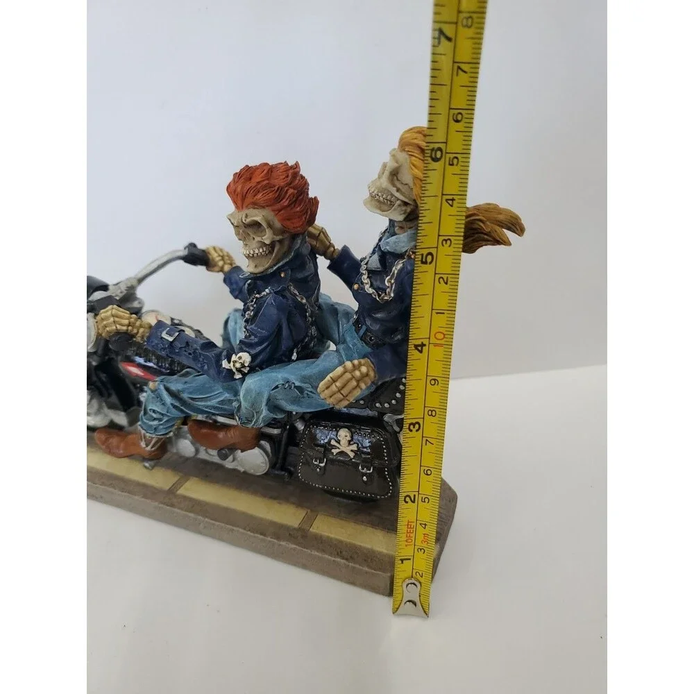 Figurine-Skull Lovers Riding Motorcycle By Studio Collection/Pacific/Resin/5058 - Picture 8 of 16